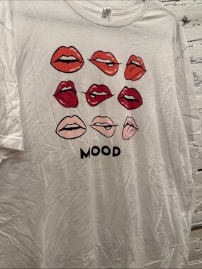 Bella Canvas White Short Sleeve Tee with Red & Pink Lip Graphic